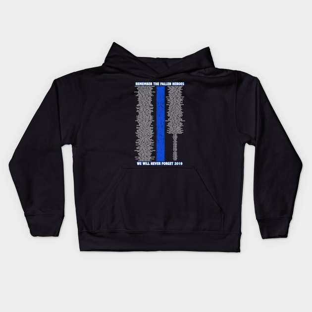 2019 Police Memorial - Thin Blue Line Family Kids Hoodie by bluelinemotivation